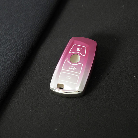 BMC1T1 Gradient Pink Car Key Cover BMW Car Key Case Cover TPU Flip Remote Accessory for 1 2 3 4 5 6 7 X3 X4 X5 X6 F36 F25 F26 F30 F34 F10 F07 F20 Z10 G30