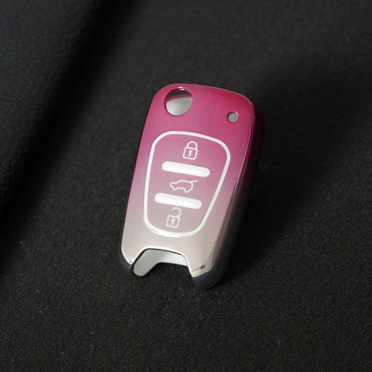 HYG2T1 Gradient Pink Car Key Cover For Hyundai I20 I30 Ix20 Ix35 for Kia Ceed Picanto Sportage TPU Car Key Case Cover Shell Bag Holder Fob Keychain Accessories
