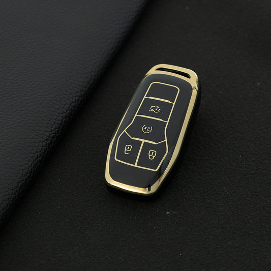FOC1T1 Black-Gold Plating Tpu Car Key Case for Ford Mustang lincoln MKZ MKC MKX EXPLORER Taurus