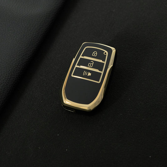 TOC5T1 Black-Gold Plating TPU Car Key Case Cover For Toyota Yaris Rav4 Corola CHR Camry
