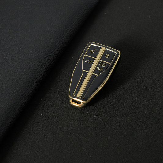 HNA3T1 Black-Gold Plating TPU Car Key Case Cover for Hong Qi HS5 HS3 HS7 H5 H9 H6 All New Waterproof Auto Accessory Premium Quality New Design