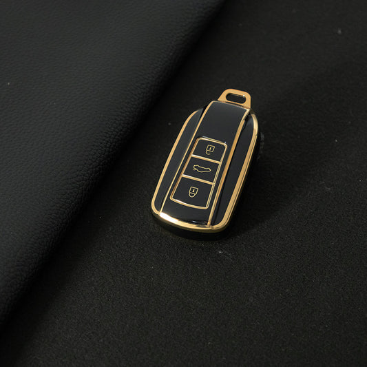 VED1T1 Black-Gold Plating TPU Car Key Case Cover Dongfeng Yixuan GS AX7 Pro New Design Waterproof Auto Accessory