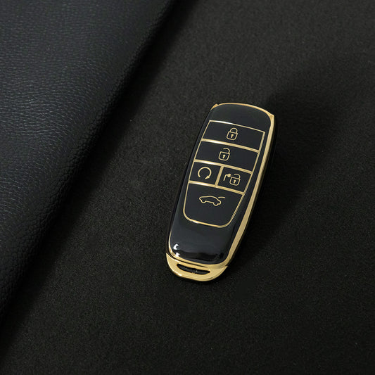 TRB1T1 Black-Gold Plating Car Key Cover Key Case Cover for Gac New Energy Trumpchi Aion S V Y LX Car Accessories Car-Styling Holder Shell Keychain Protection