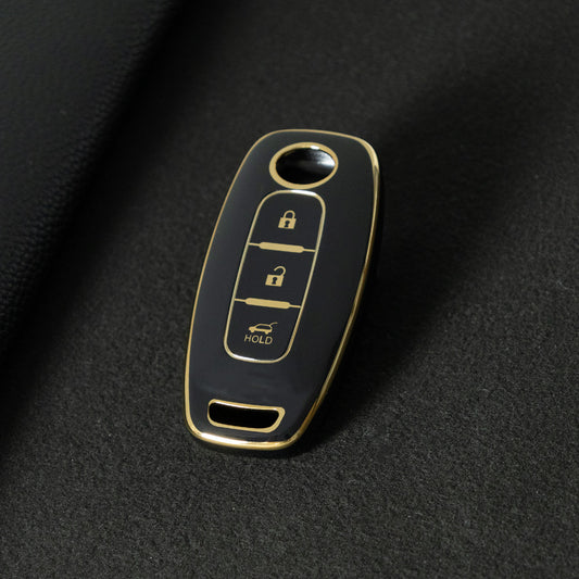 NIA2T1 Black-Gold Plating TPU Car Key Cover Car Key Case for Nissan Altima Murano Sentra Rogue Armada Pathfinder Infiniti FX35