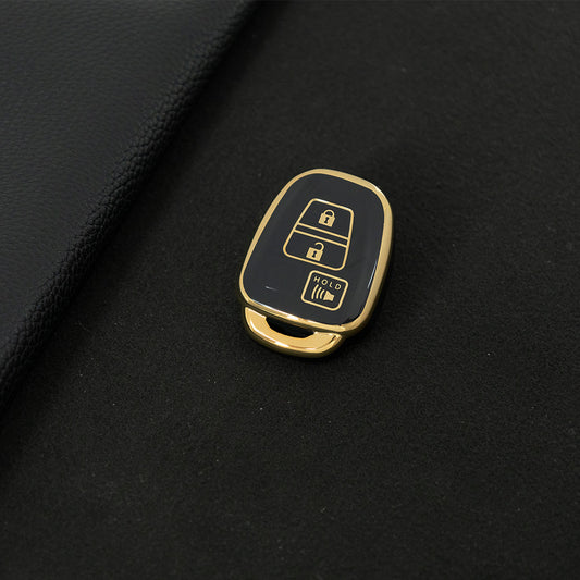 TOP1T1 Black-Gold Plating TPU Car Key Cover Case for Toyota Corolla Camry Prado Highlander Auto Key case for Toyota 3 Buttons Key