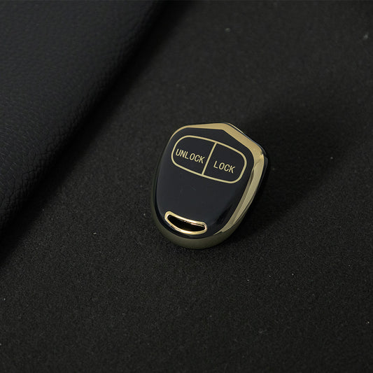 MIH2T1 Black-Gold Plating 2 BUTTON TPU Car Key Cover Case for Mitsubishi Lancer Outlander Mirage Montero Pajero Shogun L200 Skin Holder Protector