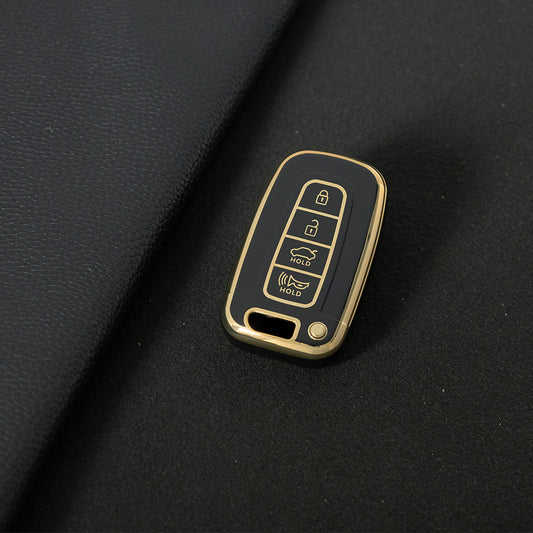 HYB1T1 Black-Gold Plating Premium Soft TPU Car Key Case Cover Shell for Hyundai Elantra KIA K2 K3 K4 KX5 Forte Sorento Sportage