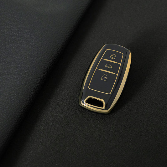 GRA1T1 Black-Gold Plating Car Key Cover TPU Car Key Case Cover Holder Shell for Great Wall POER Haval Hover H1 H4 H6 H7 H9 F5 F7 H2S GMW Coupe Auto Key Accessories