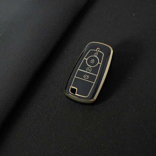 FOB3T1 Black-Gold Plating Suitable for Mondeo Keycases, Ruiji Car Keychains, High-end Taurus Ruijie Fox Car Key Remote Control keychain