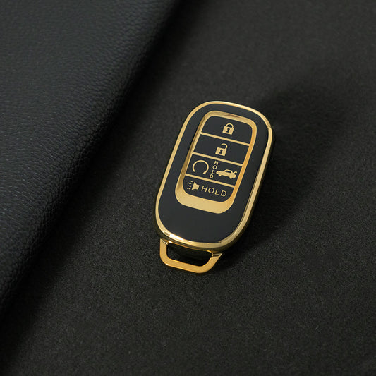 HOB6T1 Black-Gold Plating Car Key Cover For Honda Civic 11th Gen Accord Vezel Freed Pilot CRV 5 Buttons Car Remote Key Case Cover Protector Accessories