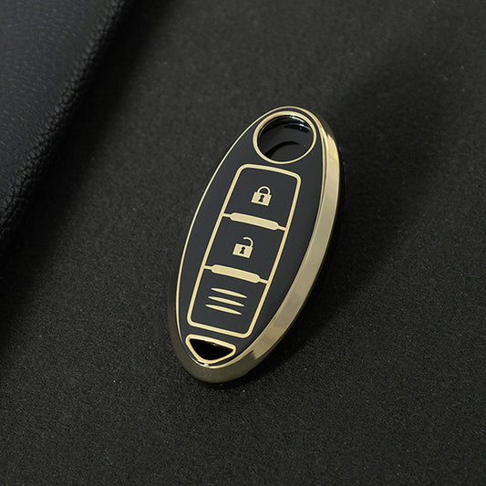 NIB1T1 Black-Gold Plating Car Key Cover For Nissan X-Trail Qashqai Sylphy Altima