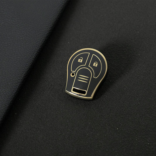 NIE2T1 Black-Gold Plating TPU Car Key Cover for Nissan Sylphy MARCH TIIDA X-TRAIL Qashqai KICKS SUNNY