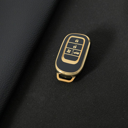 HOB5T1 Black-Gold Plating TPU Car Key Case Cover for 2025 NEW Honda NBOX JF5 Accord Civic CRV XRV Haoying Elysion