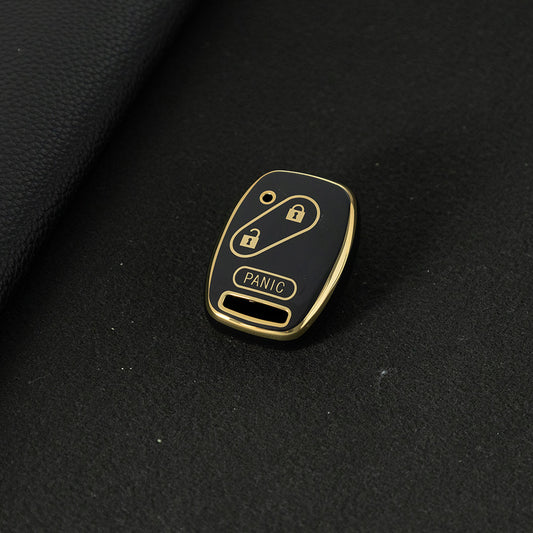 HON3T1 Black-Gold Plating Soft TPU Scratch Resistant Car Key Protector Case for Accord Civic CR-V Pilot Insight Ridgeline (2010-2011)