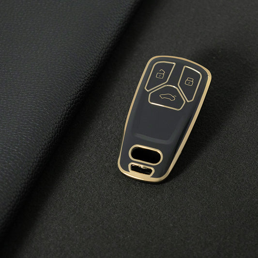 AUA1T1 Black-Gold Plating Car Key Cover For Audi A6 A5 Q7 S4 S5 A4 B9 Q7 A4L 4M 8W Q5 TT TTS RS 8S Coupe 2016 2017 2018 Accessories Fashion TPU Car Key Case Cover