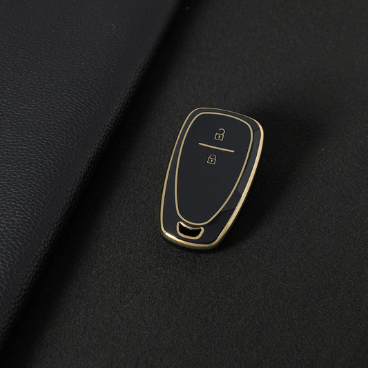 CEA7T1 Black-Gold Plating TPU Car Key Cover for Chevrolet Cruze Key Cover Chevy Camaro Cruze Malibu XL TRAX EQUINOX