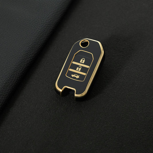 HOC1T1 Black-Gold Plating Car Key Cover 2022 New High Quality TPU Car Key Case for Honda Civic Accord CRV CR-V XRV Car Key Shell Cover