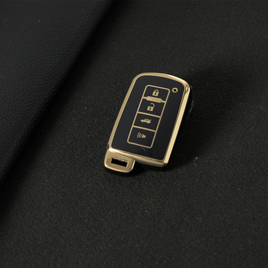 TOD4T1 Black-Gold Plating For Toyota Camry TPU Car Key Case Cover Bag Shell Fob Protector 4 Button