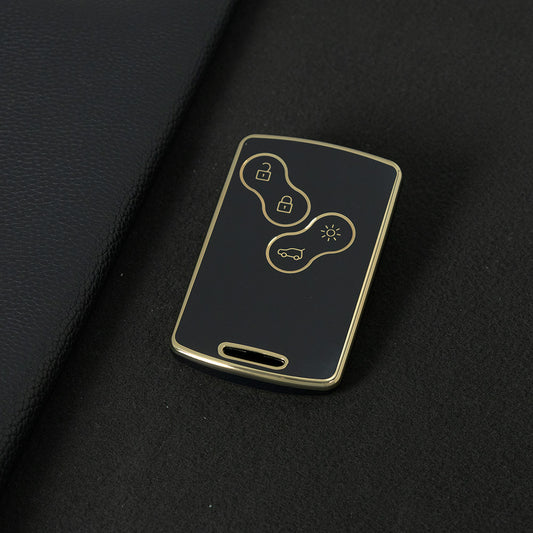 REF1T1 Black-Gold Plating TPU Car Key Case Cover Shell for Renault Kaptur Captur Logan Laguna Zoe Koleos Danilo Nema Fluence Megane 2 3 Clio Scenic Duster