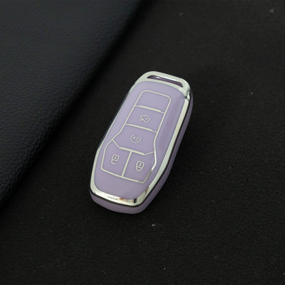 FOC1T1 Purple-Silver Plating Tpu Car Key Case for Ford Mustang lincoln MKZ MKC MKX EXPLORER Taurus
