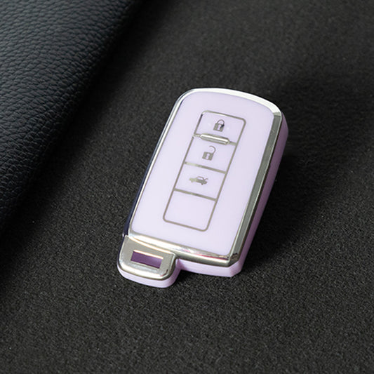 TOD1T1 Purple-Silver Plating Soft TPU Remote Car Key Case for Toyota Camry Corolla RAV4 Highlander Avalon 2015 - 2017 4 Buttons Cover Shell Holder