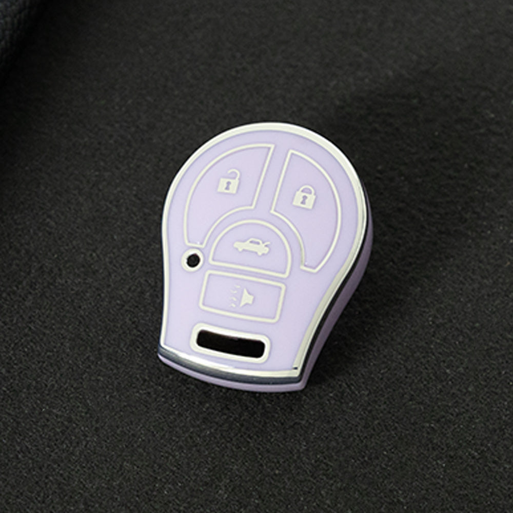 NIE4T1 Purple-Silver Plating TPU Car Key Cover for Nissan Sylphy MARCH TIIDA X-TRAIL Qashqai KICKS SUNNY