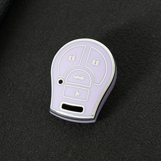 NIE4T1 Purple-Silver Plating TPU Car Key Cover for Nissan Sylphy MARCH TIIDA X-TRAIL Qashqai KICKS SUNNY