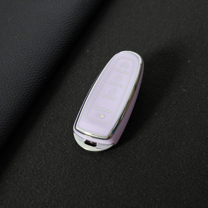 FOJ2T1 Purple-Silver Plating TPU Car Key Case Cover for Ford 2011 2012 2013 EDGE Lincoln Navigator