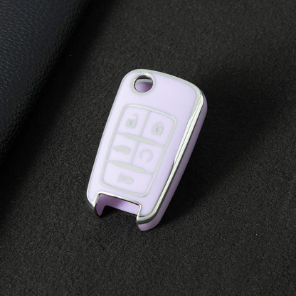CED5T1 Purple-Silver Plating 5-Button TPU Key Cover for Chevrolet Cruze Camaro Buick Regal Excelle, Protective Key Case