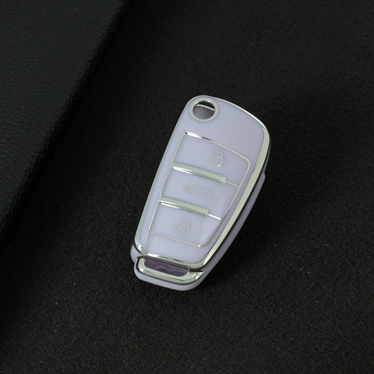 AUD1T1 Purple-Silver Plating Car Key Cover For Audi Q3 Q7 Q5 TT Q2L A3 A1 Fold Key Rings Keychain Bag