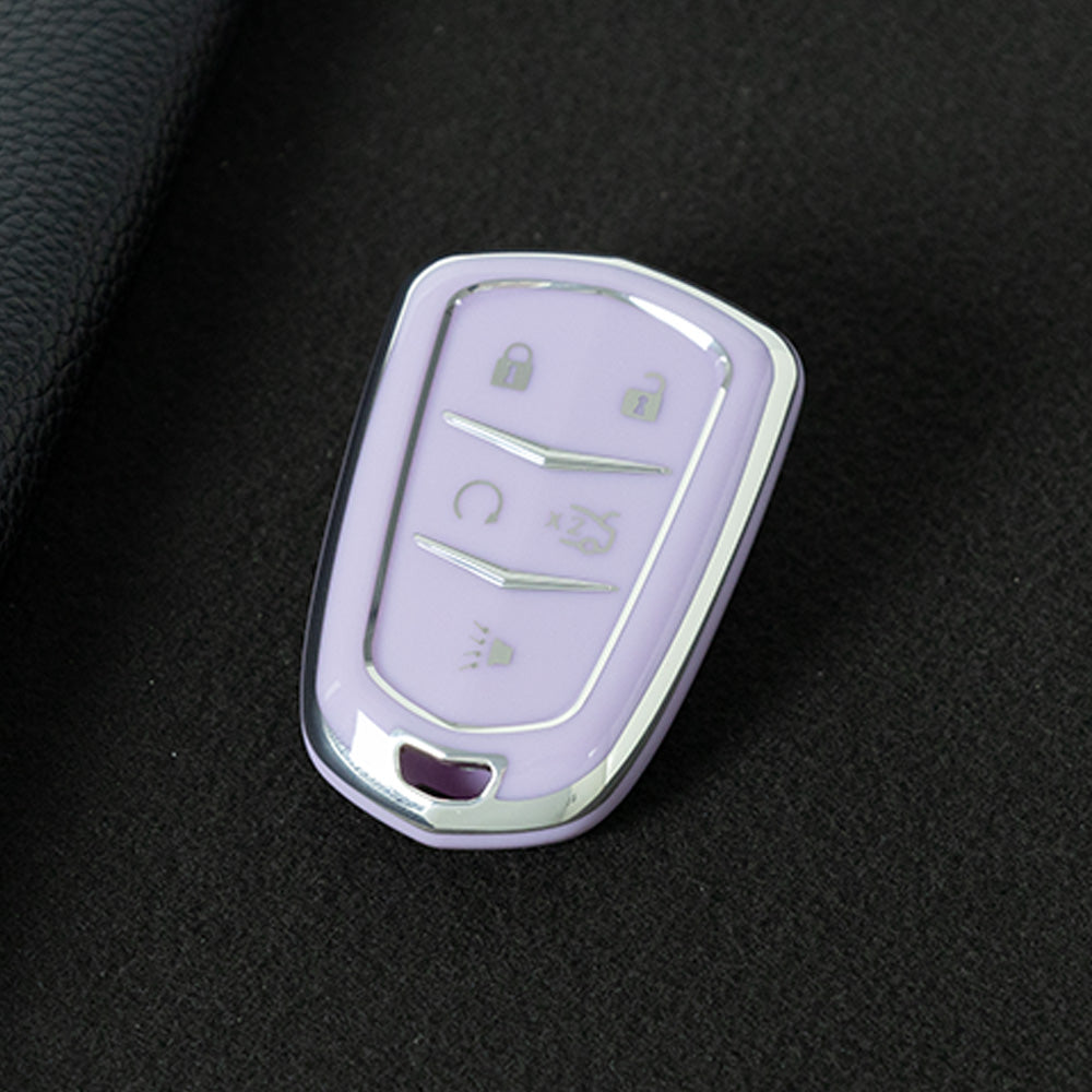 CAA2T1 Purple-Silver Plating Car Key Cover Suitable for Cadillac Keycase Xt5 Xt4 Xt6 Ct5 Ct6 Ct4 Xts Shell Atsl Car Key Bag keychain