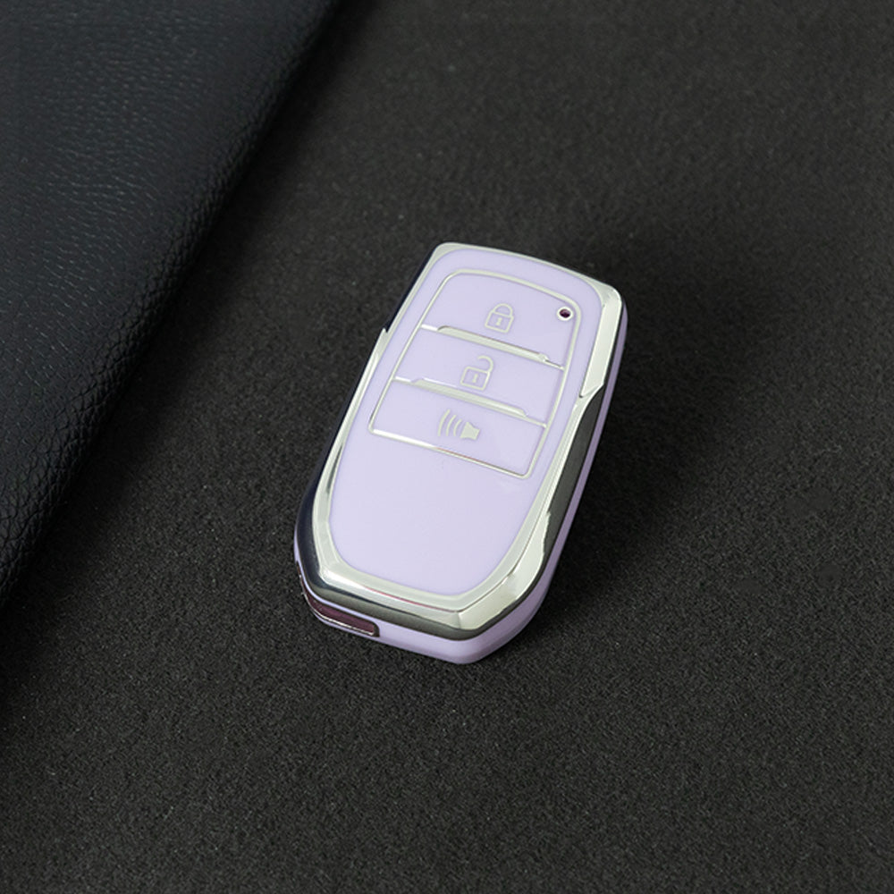 TOC5T1 Purple-Silver Plating TPU Car Key Case Cover For Toyota Yaris Rav4 Corola CHR Camry