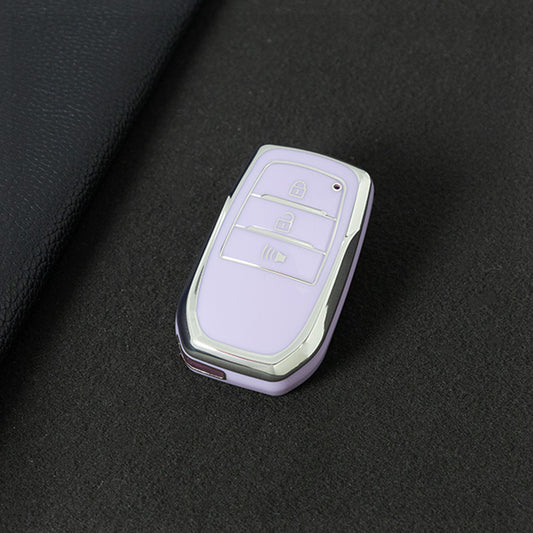 TOC5T1 Purple-Silver Plating TPU Car Key Case Cover For Toyota Yaris Rav4 Corola CHR Camry