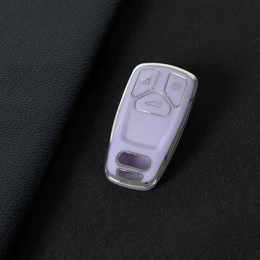 AUA1T1 Purple-Silver Plating Car Key Cover For Audi A6 A5 Q7 S4 S5 A4 B9 Q7 A4L 4M 8W Q5 TT TTS RS 8S Coupe 2016 2017 2018 Accessories Fashion TPU Car Key Case Cover