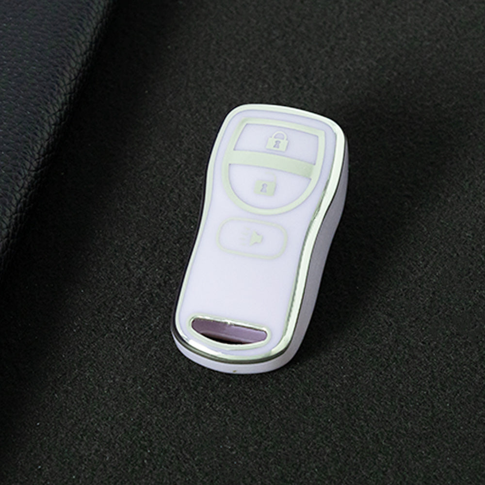 NIJ1T1 Purple-Silver Plating TPU Car Key Cover for Nissan 350Z Maxima Sentra Armada Titan Kicks Murano