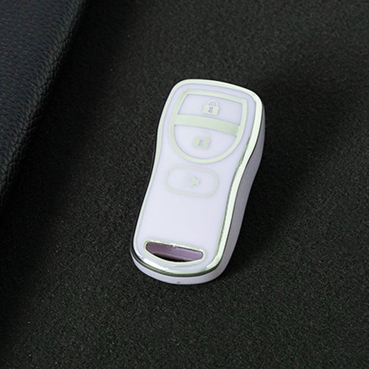 NIJ1T1 Purple-Silver Plating TPU Car Key Cover for Nissan 350Z Maxima Sentra Armada Titan Kicks Murano