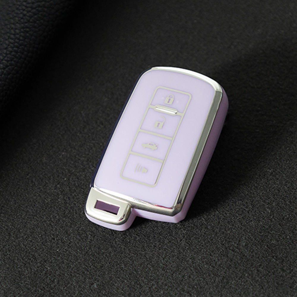 TOD4T1 Purple-Silver Plating For Toyota Camry TPU Car Key Case Cover Bag Shell Fob Protector 4 Button