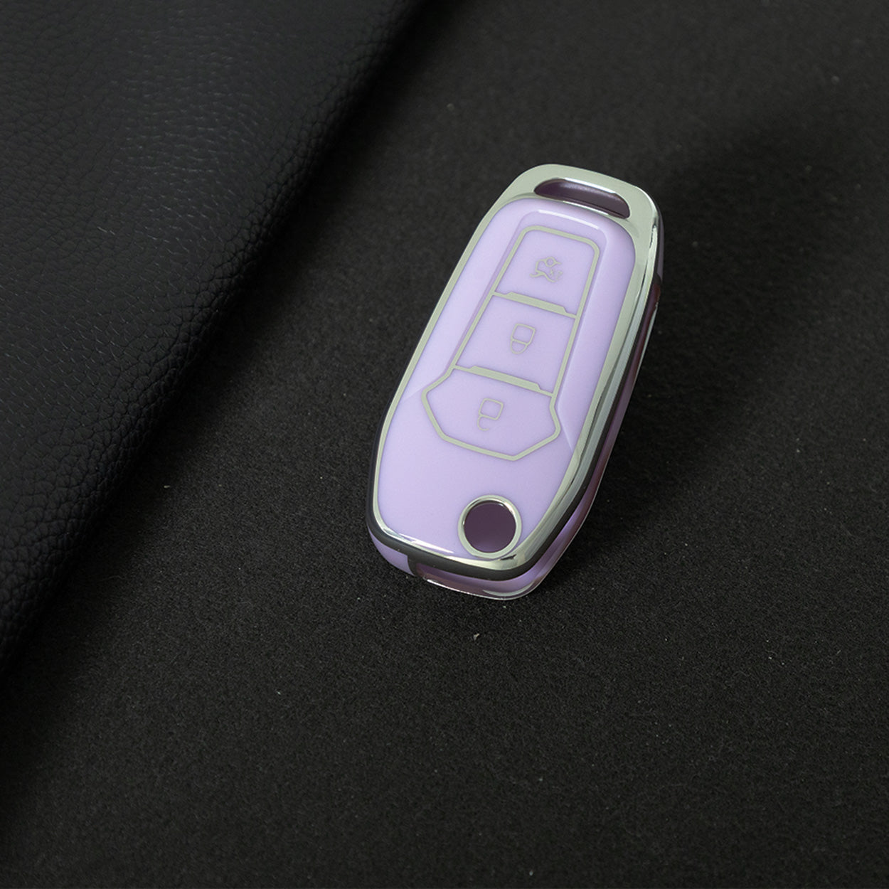 FOA1T1 Purple-Silver Plating Car Key Cover Hot Sale TPU Car Key Case for Ford ESCORT Edge Taurus Ecosport Car Key Shell Cover