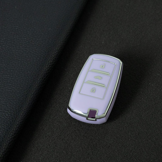 CHA1T1 Purple-Silver Plating Car Key Cover Premium Soft TPU Car Key Case Cover Shell for CHANGAN CS15 CS35 CS55 CS75 RAETON CC EADO LUMIN Key Rings Keychain Bag