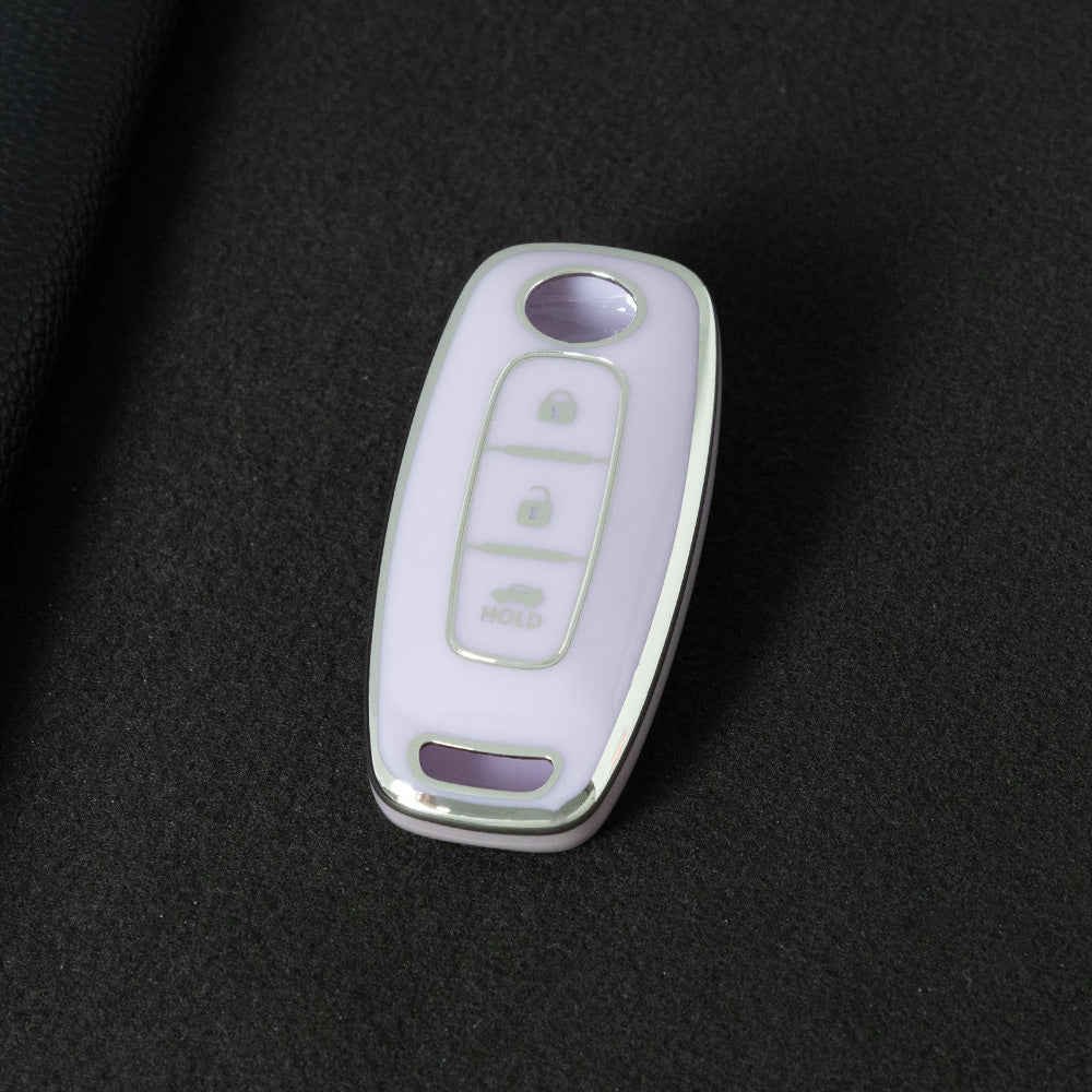NIA2T1 Purple-Silver Plating TPU Car Key Cover Car Key Case for Nissan Altima Murano Sentra Rogue Armada Pathfinder Infiniti FX35