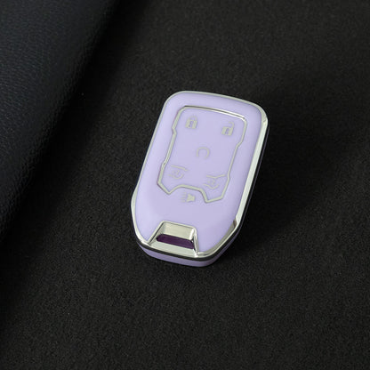 CEB2T1 Purple-Silver Plating TPU Car Key Case Cover for Chevrolet Colorad Silverado GMC Sierra 1500