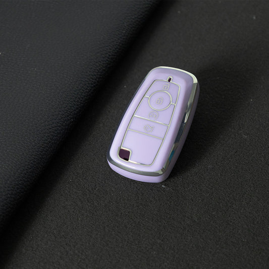 FOB3T1 Purple-Silver Plating Suitable for Mondeo Keycases, Ruiji Car Keychains, High-end Taurus Ruijie Fox Car Key Remote Control keychain