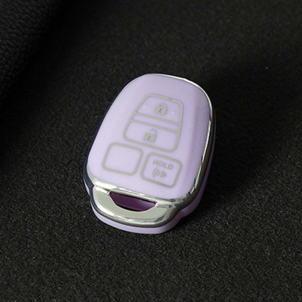 TOP1T1 Purple-Silver Plating TPU Car Key Cover Case for Toyota Corolla Camry Prado Highlander Auto Key case for Toyota 3 Buttons Key