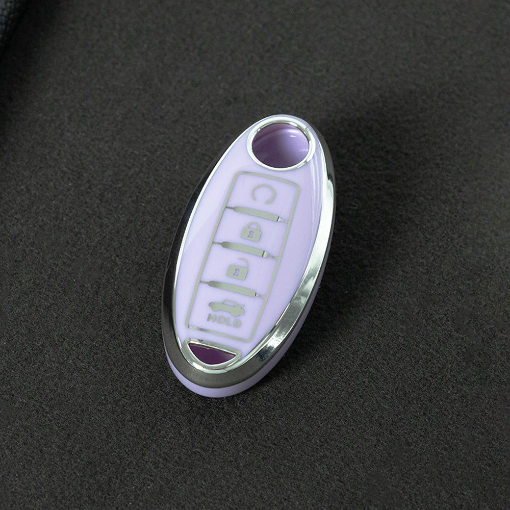 NIB4T1 Purple-Silver Plating Car Key Cover for Nissan Note Qashqai Pathfinder Rogue Versa Murano Infiniti Q50 Accessories Car Key