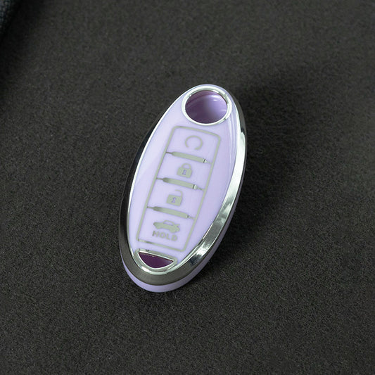 NIB4T1 Purple-Silver Plating Car Key Cover for Nissan Note Qashqai Pathfinder Rogue Versa Murano Infiniti Q50 Accessories Car Key