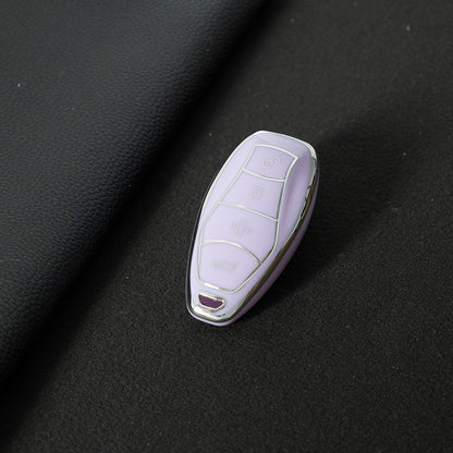HND1T1 Purple-Silver Plating Car Key Cover For  Hongqi H5 Keycase, Brand New HQ9 Hongqi Car High-end Key case Buckle keychain