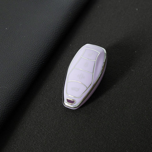 HND1T1 Purple-Silver Plating Car Key Cover For  Hongqi H5 Keycase, Brand New HQ9 Hongqi Car High-end Key case Buckle keychain