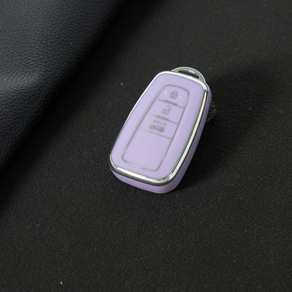 TOB1T1 Purple-Silver Plating Car Key Cover For Toyota Rav4 Corolla CHR Verso Hilux Chaveiro Keyless Bag Car Accessories Key Cover TPU