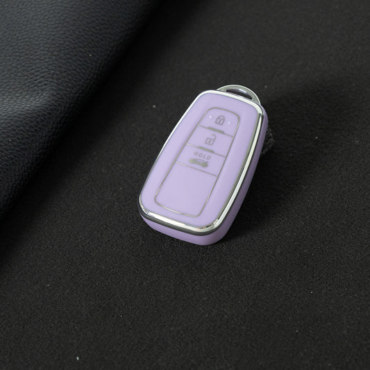 TOB1T1 Purple-Silver Plating Car Key Cover For Toyota Rav4 Corolla CHR Verso Hilux Chaveiro Keyless Bag Car Accessories Key Cover TPU
