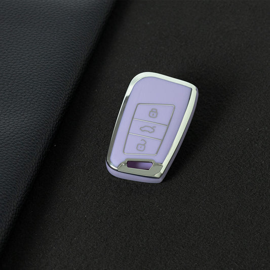VOD1T1 Purple-Silver Plating Car Key Cover For VW Polo Lavda Jetta Beetle Passat B5 B6 B7 Bora Santana Tiguan Car Key Cover